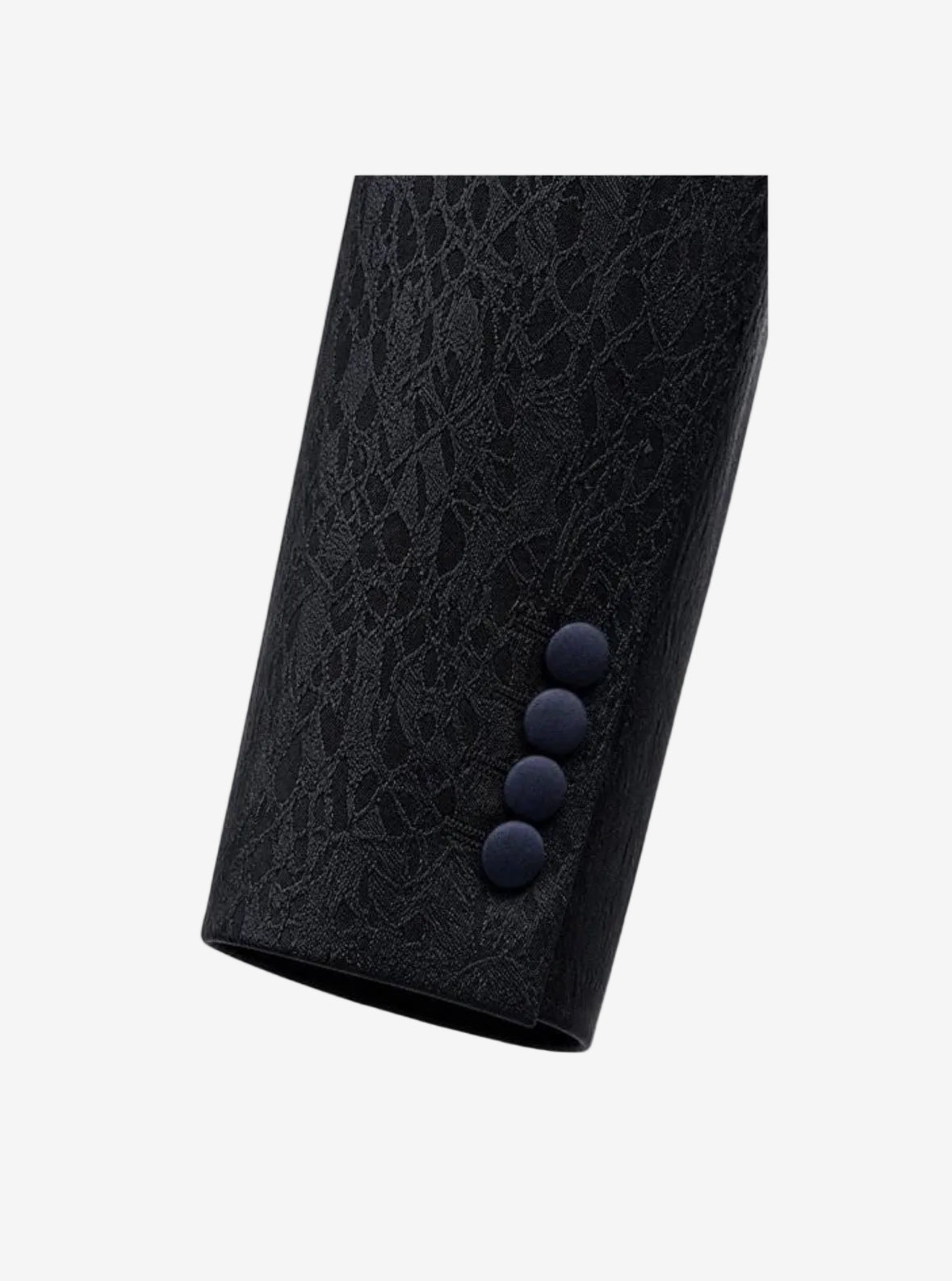 Black textured wallet with three buttons on a white background
