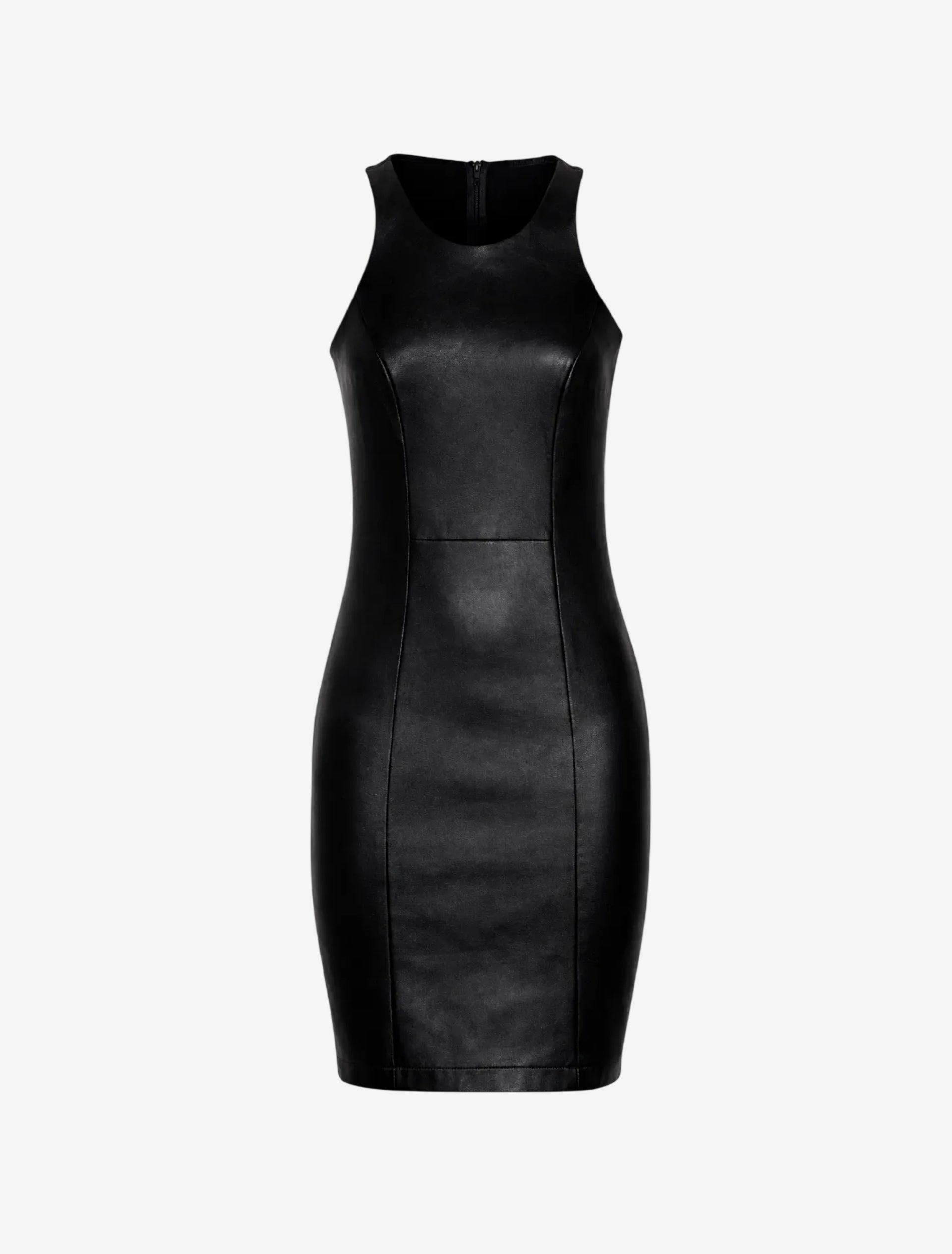 DA Sculpted Leather Mini Dress — Black Obsidian